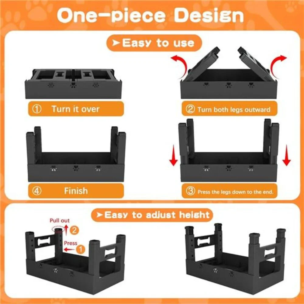 Elevated Dog Bowls with 2 Stainless Steel Dog Food Bowls 5 Height Adjustable